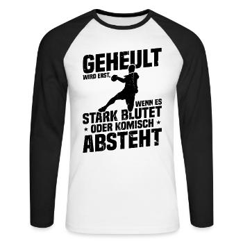 Handball nix für Weicheier Geschenk für handballer - Unisex Baseballshirt langarm - Weiß/Schwarz - Vorne - Nik (191cm)