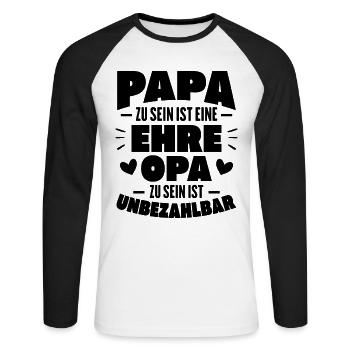 Papa zu sein ist eine Ehre Opa zu sein unbezahlbar - Unisex Baseballshirt langarm - Weiß/Schwarz - Vorne - Nik (191cm)