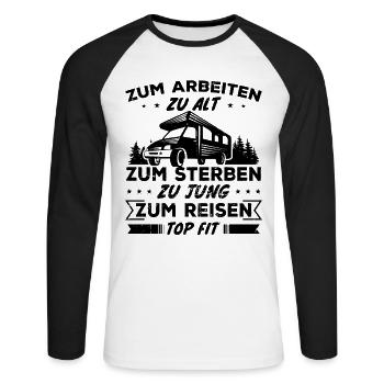 To travel in top shape - Gift Traveller - Unisex Long Sleeve Baseball T-Shirt - white/black - Front - Nik (191cm)