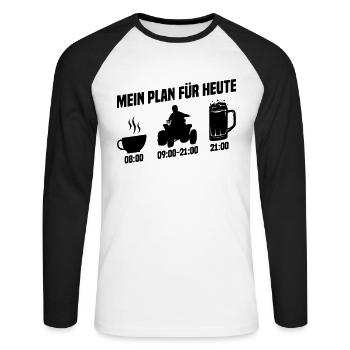 My plan for today Quad - Unisex Long Sleeve Baseball T-Shirt - white/black - Front - Nik (191cm)
