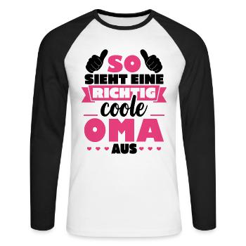 So sieht eine richtig coole Oma aus - Unisex Baseballshirt langarm - Weiß/Schwarz - Vorne - Nik (191cm)