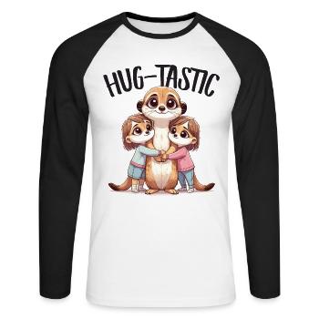 Hug-Tastic Suricate Maman Enfants Amour de la famille - T-shirt baseball manches longues Homme - blanc/noir - Devant - Nik (191cm)
