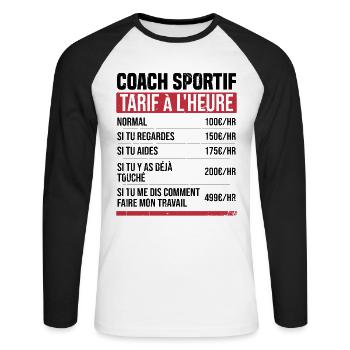 Personal Trainer Stundensatz Humor Geschenkidee - Unisex Baseballshirt langarm - Weiß/Schwarz - Vorne - Nik (191cm)