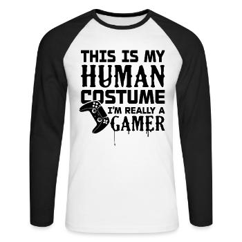 I'm really a gamer - Unisex Long Sleeve Baseball T-Shirt - white/black - Front - Nik (191cm)