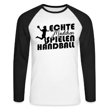 Real girls playing handball - Unisex Long Sleeve Baseball T-Shirt - white/black - Front - Nik (191cm)