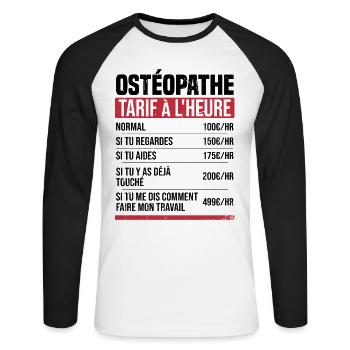 Osteopath hourly rate gift idea humor - Unisex Long Sleeve Baseball T-Shirt - white/black - Front - Nik (191cm)