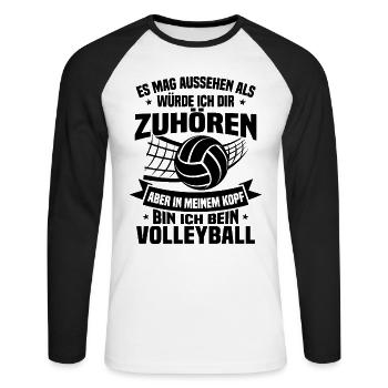 In my head I'm playing volleyball - Unisex Long Sleeve Baseball T-Shirt - white/black - Front - Nik (191cm)