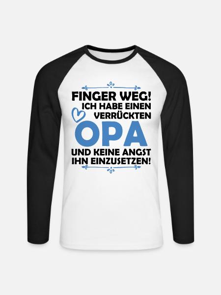 Ik heb een gekke opa - Mannen baseballshirt lange mouw - wit/zwart