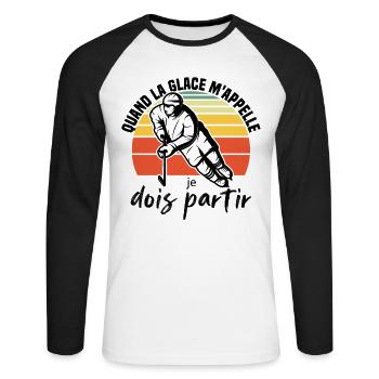 Wenn mich das Eis ruft, muss ich das Eishockey verlassen - Unisex Baseballshirt langarm - Weiß/Schwarz - Vorne - Nik (191cm)