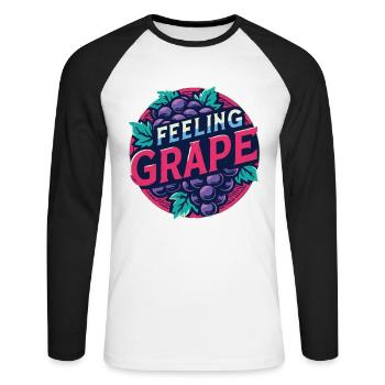 Feeling Grape Pun Winemaker Chemise à vin - T-shirt baseball manches longues Homme - blanc/noir - Devant - Nik (191cm)