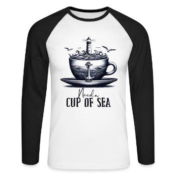 Besoin d’une tasse de mer mug maritime phare de mer - T-shirt baseball manches longues Homme - blanc/noir - Devant - Nik (191cm)