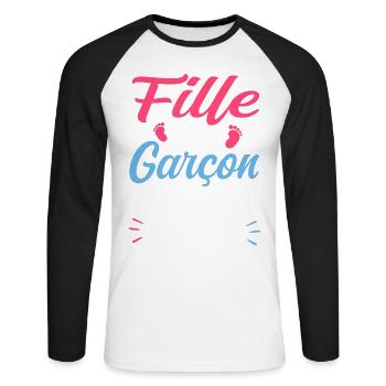 Fille ou Garçon Grand Marraine T'aime Déjà - T-shirt baseball manches longues Homme - blanc/noir - Devant - Nik (191cm)
