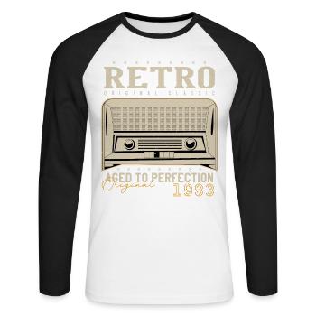 Rétro 1983 Cadeau Anniversaire 1983 Millésime 1983 - T-shirt baseball manches longues Homme - blanc/noir - Devant - Nik (191cm)