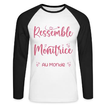Der beste Reitlehrer der Welt - Unisex Baseballshirt langarm - Weiß/Schwarz - Vorne - Nik (191cm)