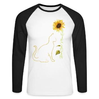 Best Cat Mom Ever Sunflower Mother's Day Cat Lover - T-shirt baseball manches longues Homme - blanc/noir - Devant - Nik (191cm)