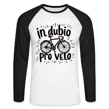 Fahrrad Spruch In dubio pro velo - Unisex Baseballshirt langarm - Weiß/Schwarz - Vorne - Nik (191cm)