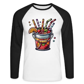 Seau de sangria coloré Seau à boire Majorque - T-shirt baseball manches longues Homme - blanc/noir - Devant - Nik (191cm)