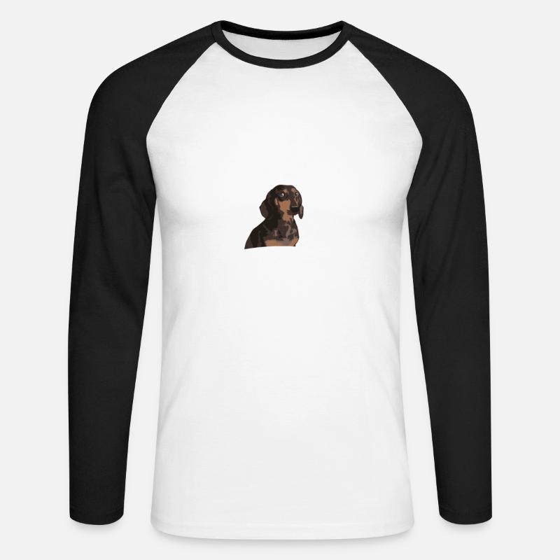 Teckel - Unisex Baseballshirt langarm - Weiß/Schwarz