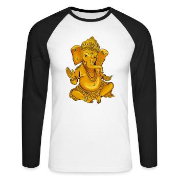Ganesha Yoga Inde Dieu Bouddha Hindou Namaste or - T-shirt baseball manches longues Homme - blanc/noir - Devant - Nik (191cm)