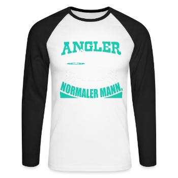 Ich bin Angler! - Unisex Baseballshirt langarm - Weiß/Schwarz - Vorne - Nik (191cm)