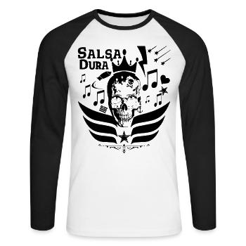 Salsa Dura -Salsa Dance Shirt - Unisex Baseballshirt langarm - Weiß/Schwarz - Vorne - Nik (191cm)