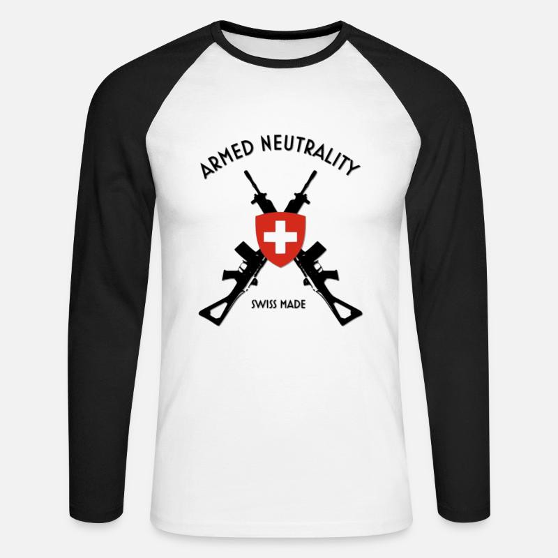 Bewaffnete neutralität schweizer gemacht - Unisex Baseballshirt langarm - Weiß/Schwarz