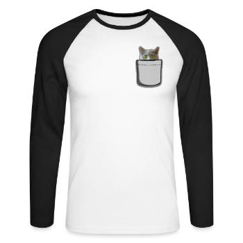 Sac chat - T-shirt baseball manches longues Homme - blanc/noir - Devant - Nik (191cm)
