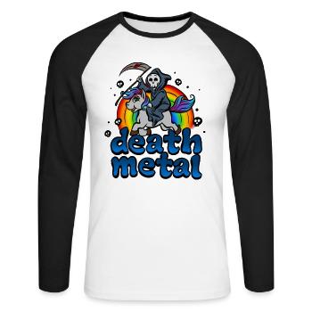 Poney Death Metal T-shirt - T-shirt baseball manches longues Homme - blanc/noir - Devant - Nik (191cm)