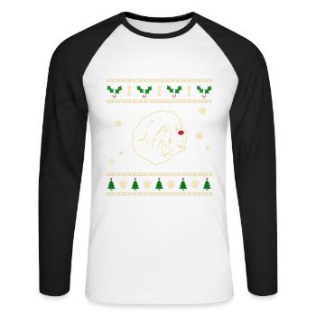 Neufundland Weihnachtsgeschenk - Unisex Baseballshirt langarm - Weiß/Schwarz - Vorne - Nik (191cm)