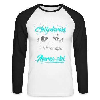 Skifahren-Apres Ski - Unisex Baseballshirt langarm - Weiß/Schwarz - Vorne - Nik (191cm)