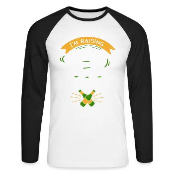 CRAFT BEER: I'm Raising Money for Alcohol Research - Unisex Long Sleeve Baseball T-Shirt - white/black - Front - Nik (191cm)