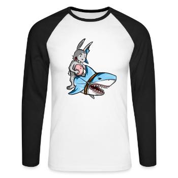 Sur le mobile Shark! - T-shirt baseball manches longues Homme - blanc/noir - Devant - Nik (191cm)