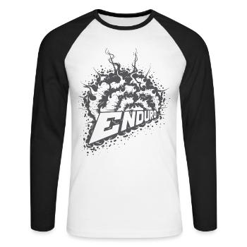 Enduro BlowUp - T-shirt baseball manches longues Homme - blanc/noir - Devant - Nik (191cm)