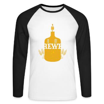 Hobbybrauer Logo - Unisex Baseballshirt langarm - Weiß/Schwarz - Vorne - Nik (191cm)