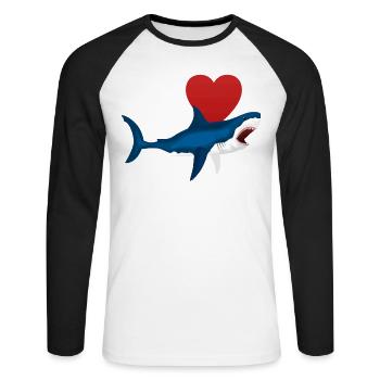 I Love The Week Of Sharks Cute Novelty Gift Idea For Shark Lovers Graphic Shark Attack - Unisex Long Sleeve Baseball T-Shirt - white/black - Front - Nik (191cm)