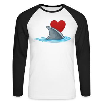 I Love Sharks Cute Novelty Week of the Shark Gift Idea For Shark Lovers Graphic Shark Fin - Unisex Long Sleeve Baseball T-Shirt - white/black - Front - Nik (191cm)