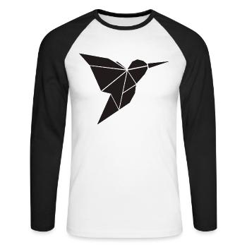 Oiseau de vecteur minimaliste - T-shirt baseball manches longues Homme - blanc/noir - Devant - Nik (191cm)