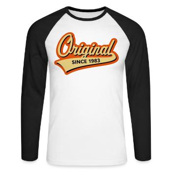 Original Since 1983 (Year Of Birth, Birthday, 3C) - Unisex Long Sleeve Baseball T-Shirt - white/black - Front - Nik (191cm)