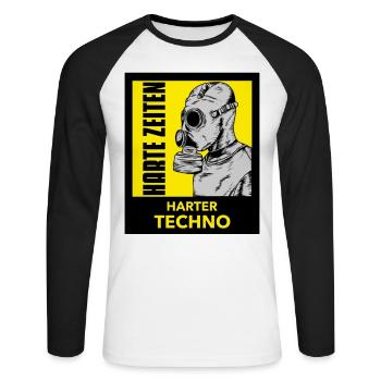Harte Zeiten Harter Techno Rave Raver Party Trance - Unisex Baseballshirt langarm - Weiß/Schwarz - Vorne - Nik (191cm)