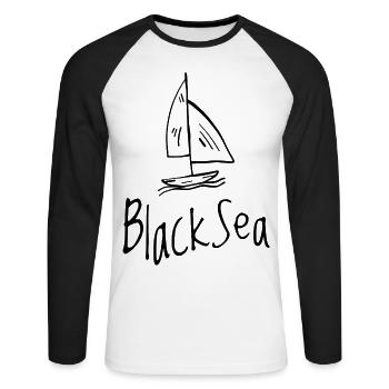 Black Sea - Unisex Baseballshirt langarm - Weiß/Schwarz - Vorne - Nik (191cm)