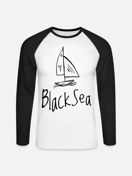 Black Sea - Unisex Long Sleeve Baseball T-Shirt - white/black