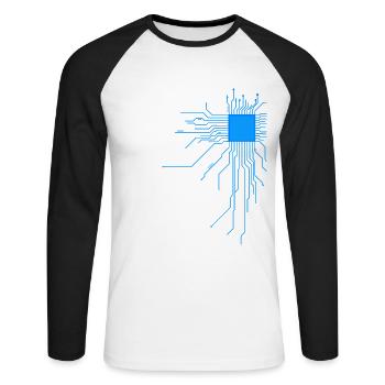 board blue computer pc admin core cpu nerd code - Unisex Long Sleeve Baseball T-Shirt - white/black - Front - Nik (191cm)