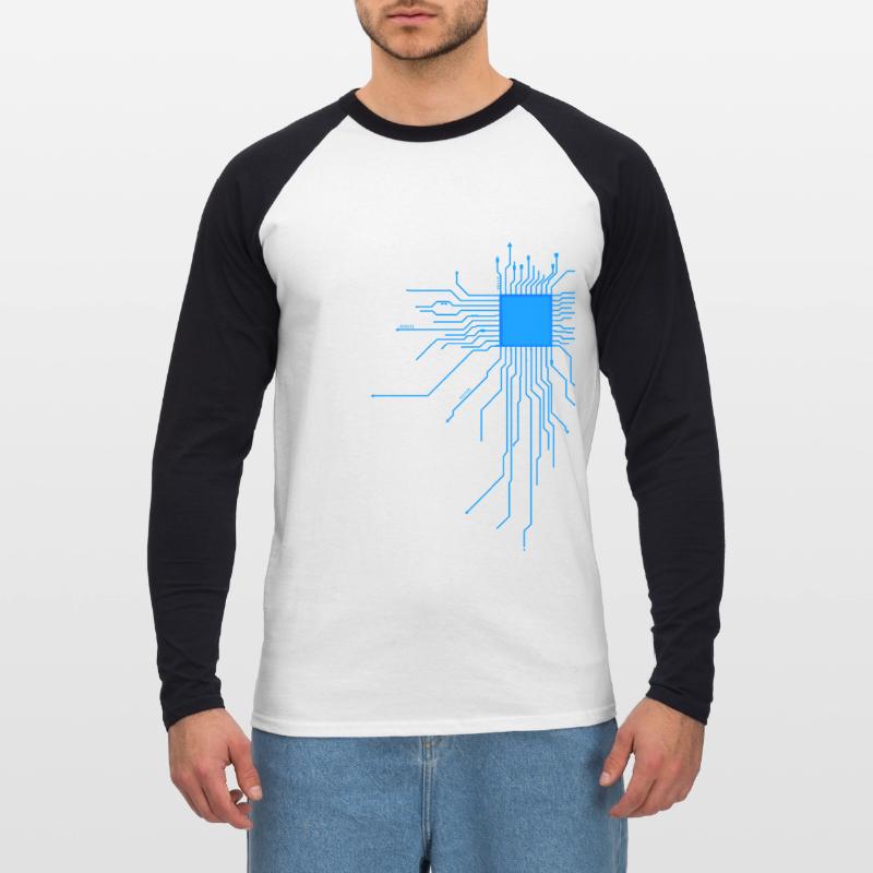 platine blau computer pc Admin Core cpu Nerd code Unisex Baseballshirt langarm
