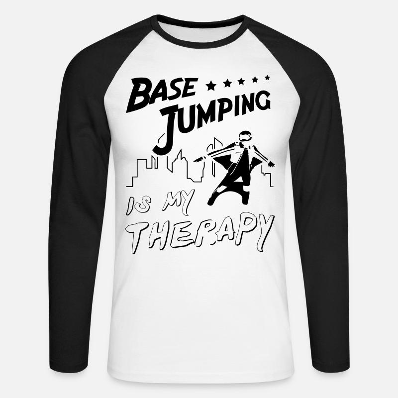 Base Jumping is My Therapy - Unisex Baseballshirt langarm - Weiß/Schwarz