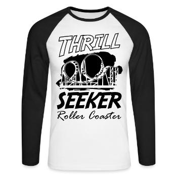 Roller Coaster Thrill Seeker - T-shirt baseball manches longues Homme - blanc/noir - Devant - Nik (191cm)