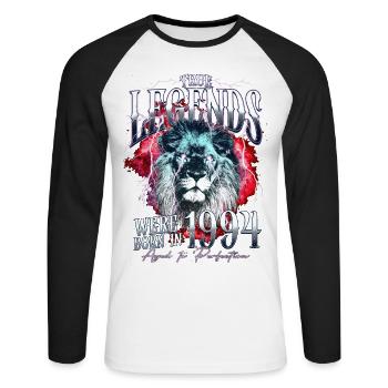 Legends were born in 1994 - Unisex Long Sleeve Baseball T-Shirt - white/black - Front - Nik (191cm)