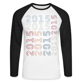 Né en 2015 Cadeau Anniversaire 2015 Retro 2015 - T-shirt baseball manches longues Homme - blanc/noir - Devant - Nik (191cm)