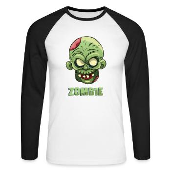 Scary Zombie Halloween - Unisex Baseballshirt langarm - Weiß/Schwarz - Vorne - Nik (191cm)