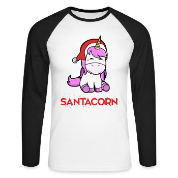 Licorne de Noël Licorne de Noël - T-shirt baseball manches longues Homme - blanc/noir - Devant - Nik (191cm)
