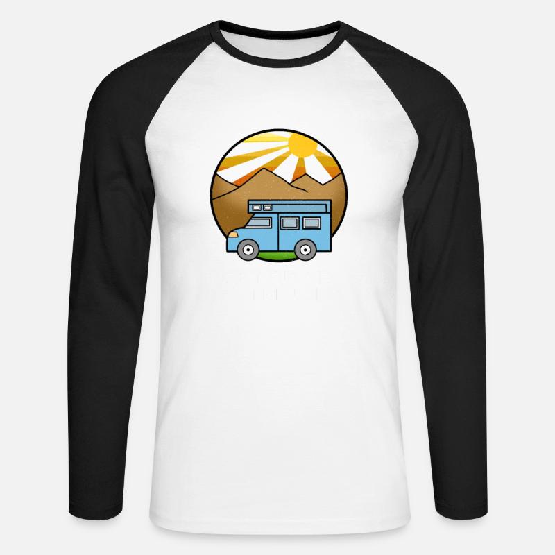 Endlich Rentner Camping Rentner - Unisex Baseballshirt langarm - Weiß/Schwarz